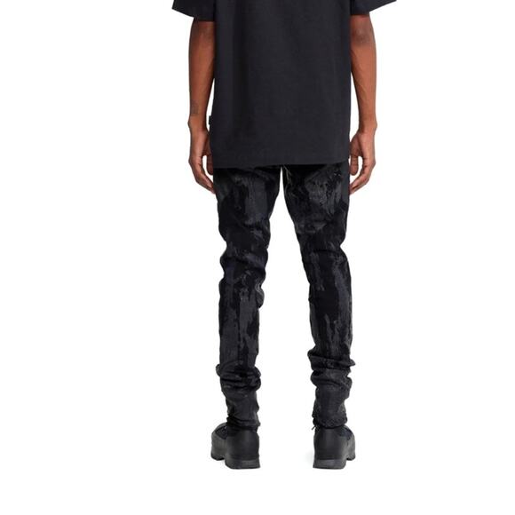 Purple Brand Black Crackle Effect Low Rise Slim Jeans NWT Size 34 - Picture 2 of 9